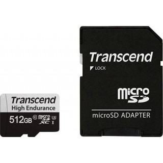 Transcend 512GB MicroSD 350V Class 10 UHS-I U3+SD adapter